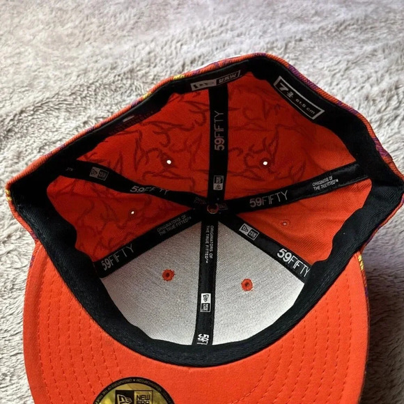 Atlanta Braves Hat New Era 59Fifty All Over Print Baseball Cap Orange 7 3/4 New - Picture 9 of 16